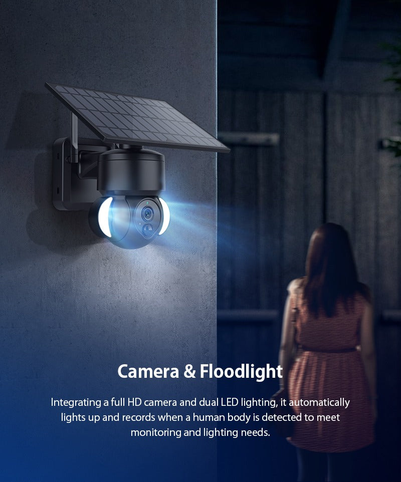 Solar Powered Security Flood Light Camera